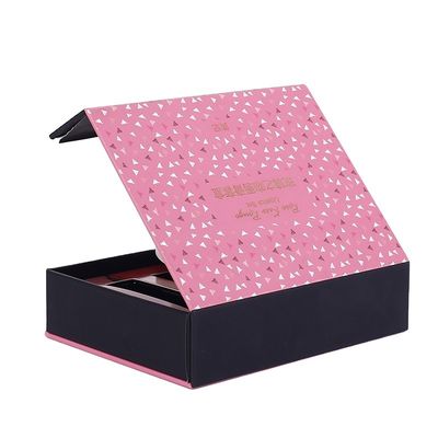 Kişiselleştirilmiş CMYK Pembe Altın Folyo Hediye Paketleme Kutuları Manyetik Kapak