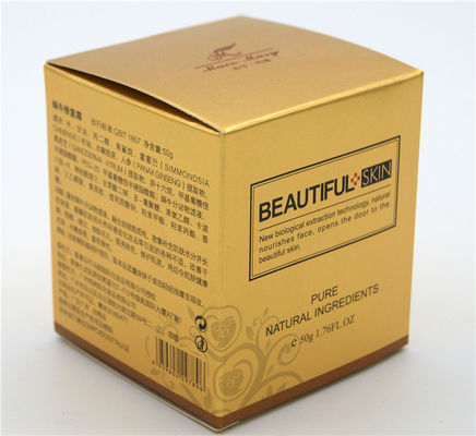 Tek Kullanımlık Altın Rengi 325g Sanat Kağıt Kutusu Kozmetik Hediye Paketleme