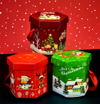 Çevre Dostu Noel hediyesi CMYK Şeker Paketleme Kutusu Saplı